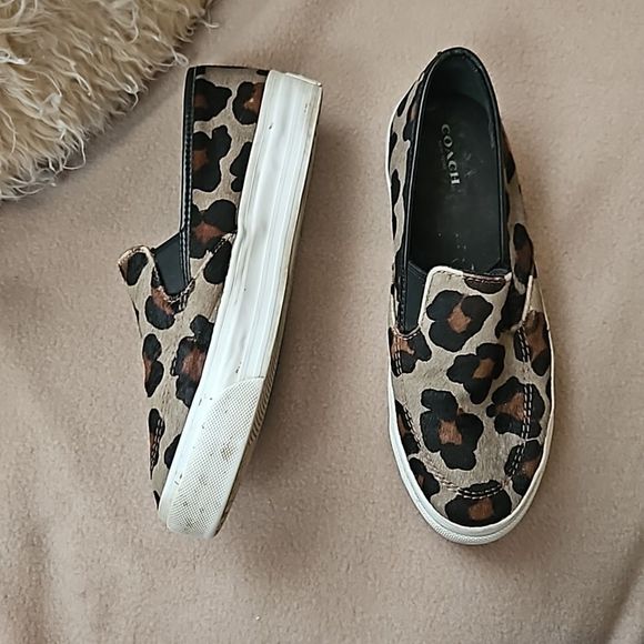 Coach animal print ponyhair "Maggie" slip on sneakers / slide - Picture 1 of 8